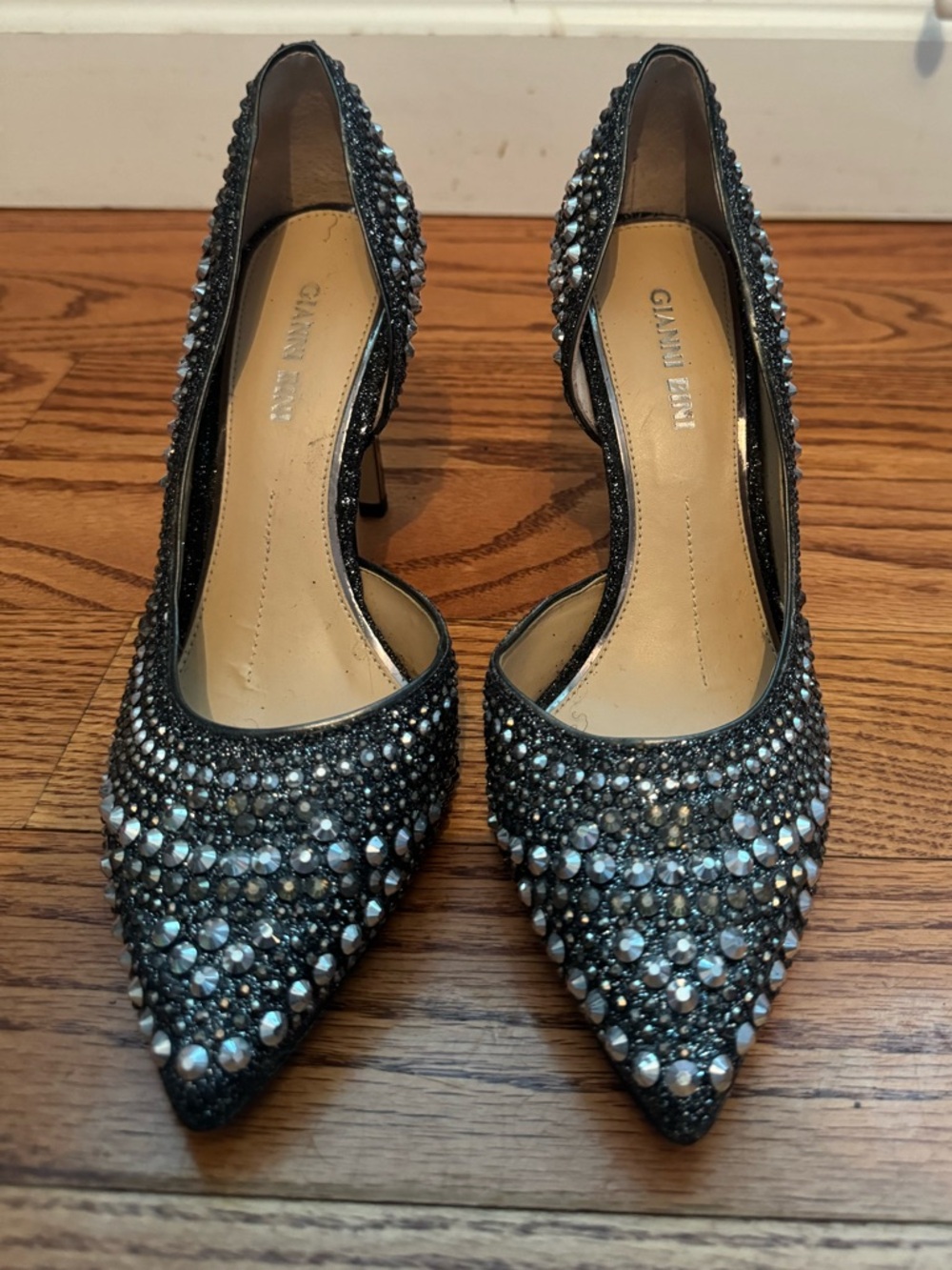 Gianni Bini Black Crystal-Embellished Pointed Pumps